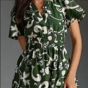 Anthropologie Somerset Maxi Dress Green Print | S